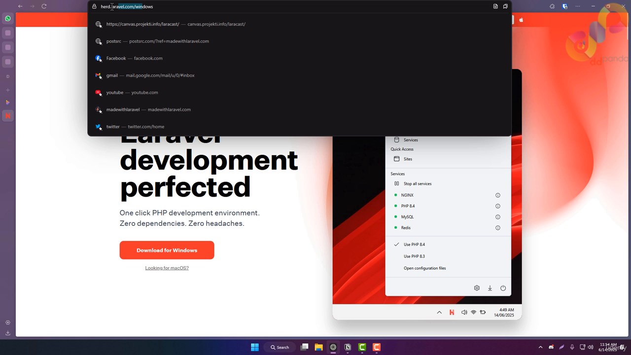 1 1 Environment Setup Install Laravel Herd 0001 00 02 22 screenshot