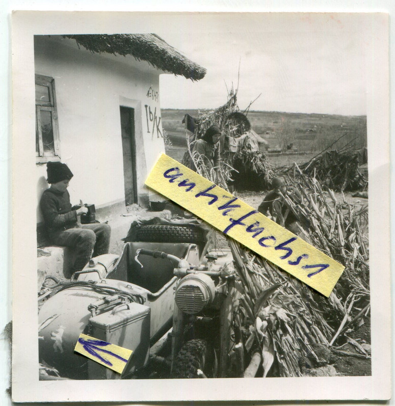 Foto- Zündapp KS-750 WH-Krad-Gespann mit Divisions-Wappen BÄR in Besarabien 1944