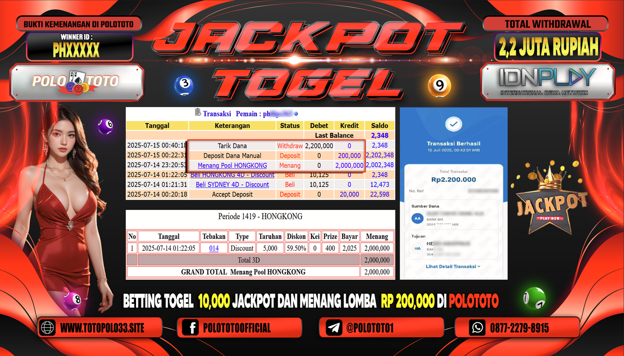 POLOTOTO JACKPOT TOGEL HONGKONG LOTTO Rp.2.200.000,-