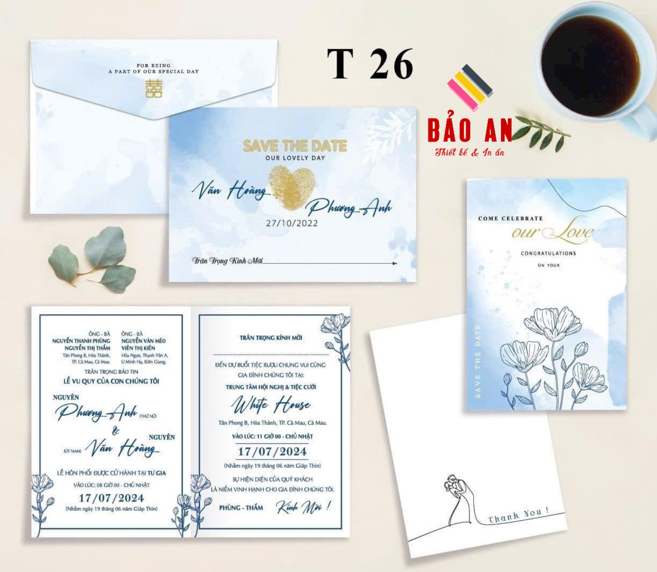 Thiệp tim vân tay xanh pastel (T26)