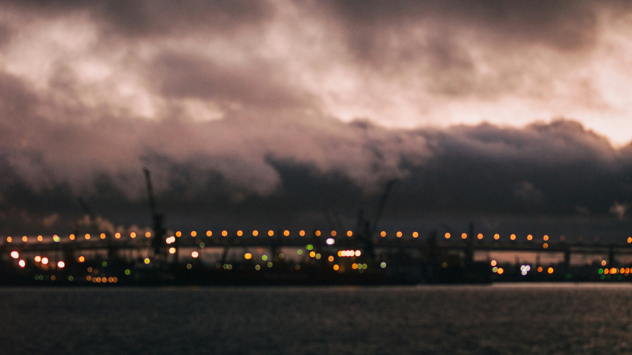 Caribbean port in stormy seas