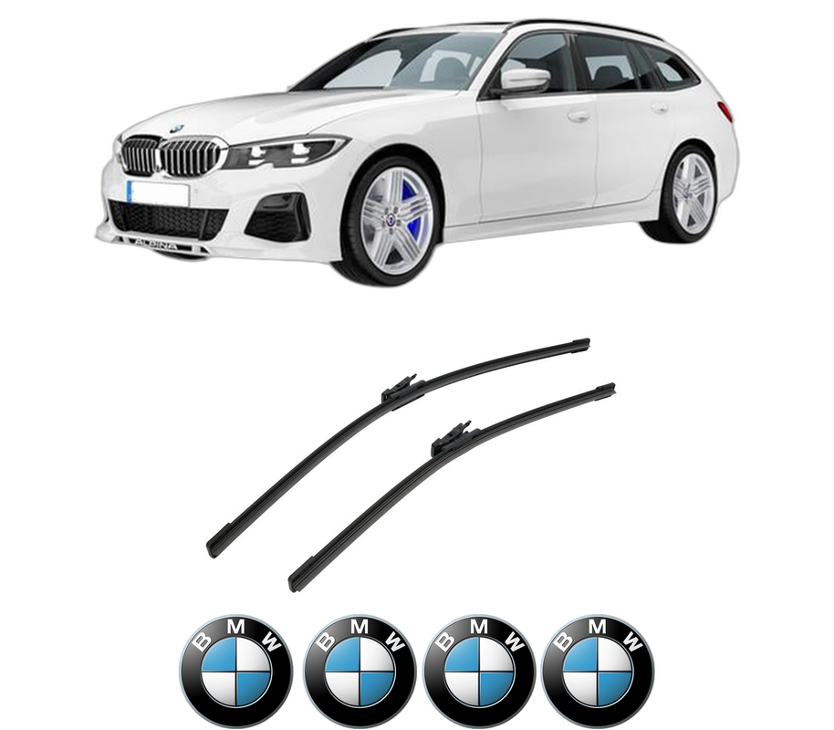 Set stergatoare auto BMW Seria 3 Touring (G21, G81) din 2019-2024, pentru parbriz auto, 2 bucati, Bosch Aerotwin, din cauciuc siliconat rezistent, 4 Stickere Auto BMW Seria