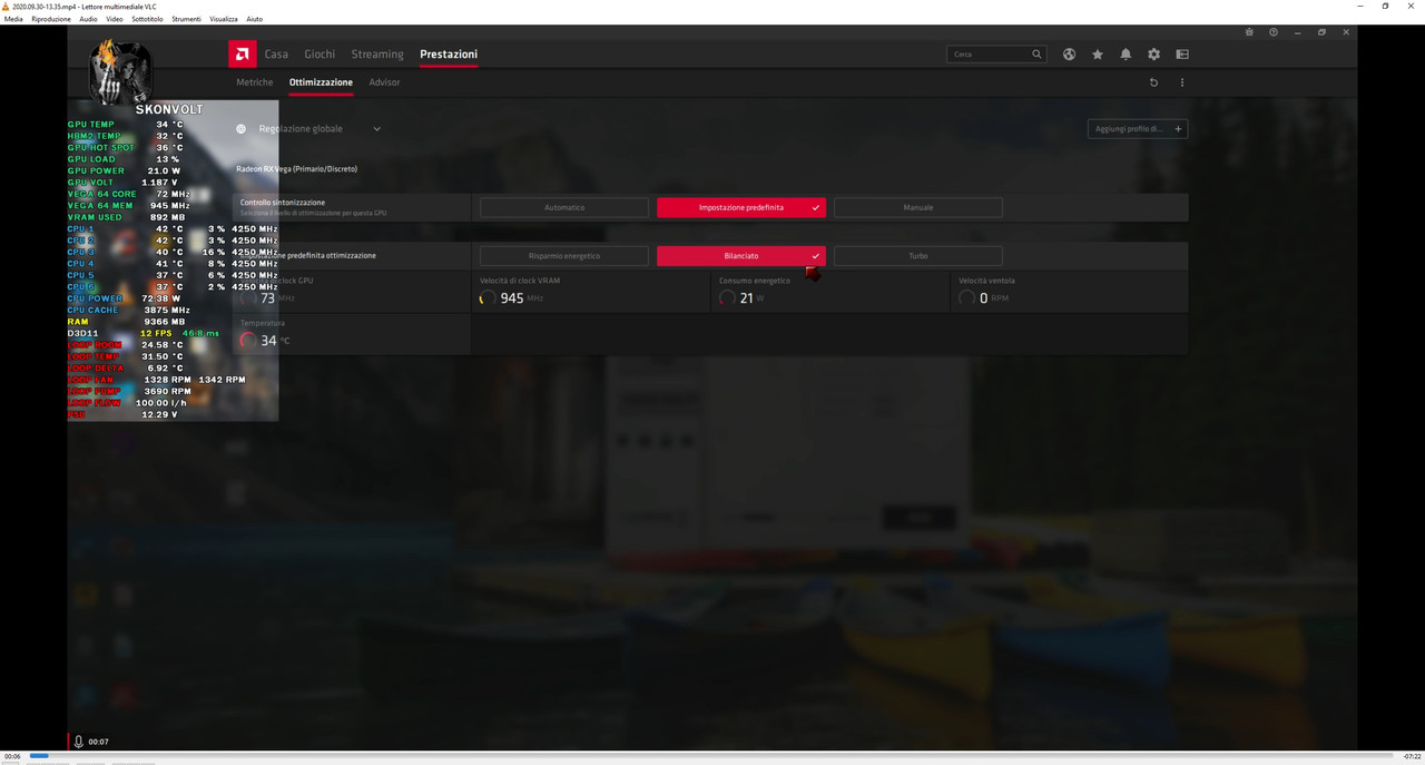 vega 64 bilanciato impostazioni