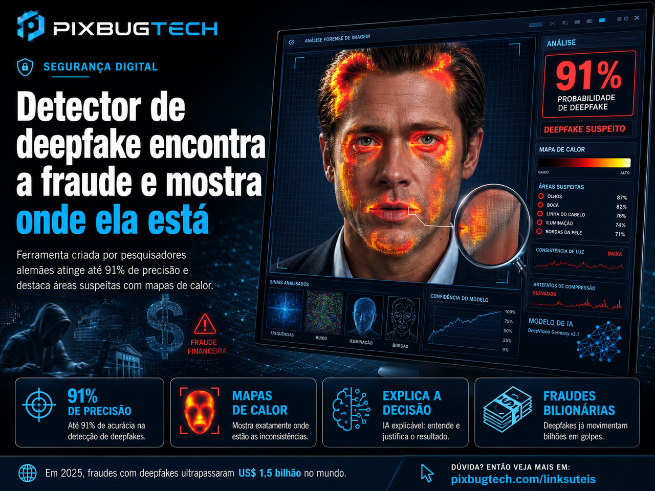 Detector de deepfake com 91% de precisão mostra o próximo passo da defesa digital