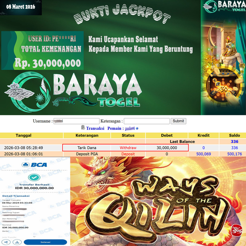 Rp. 30.000.000.- WD LUNAS DI BARAYATOGEL