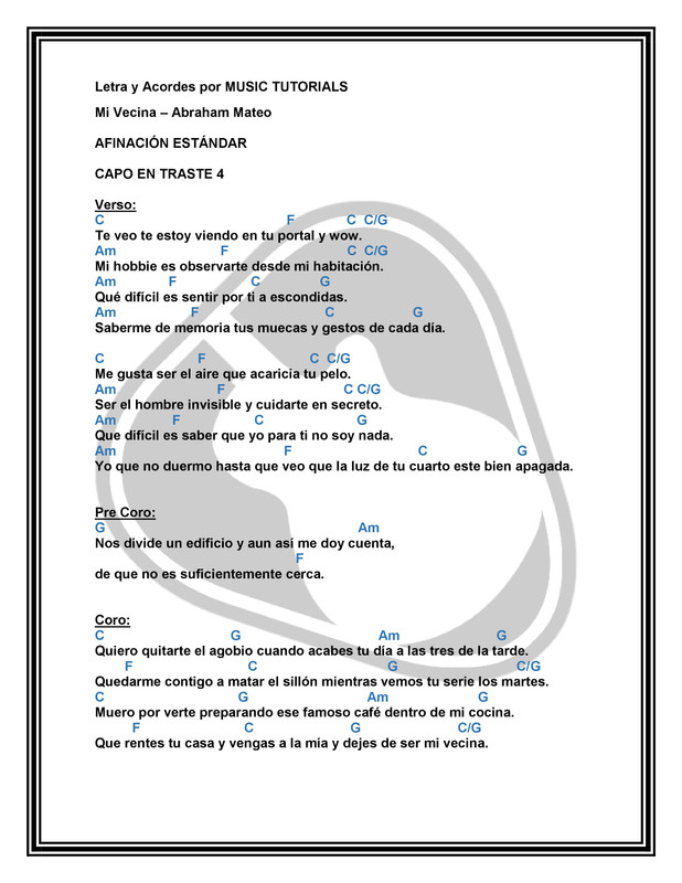 Cómo tocar Mi Vecina de Abraham Mateo en Guitarra | Tutorial + PDF GRATIS ⋆  Music Tutorials