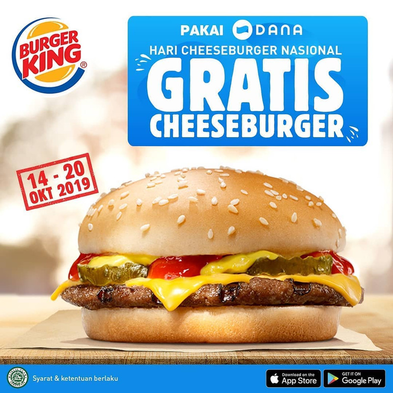 Gratis Cheeseburger di Burger King untuk transaksi menggunakan DANA