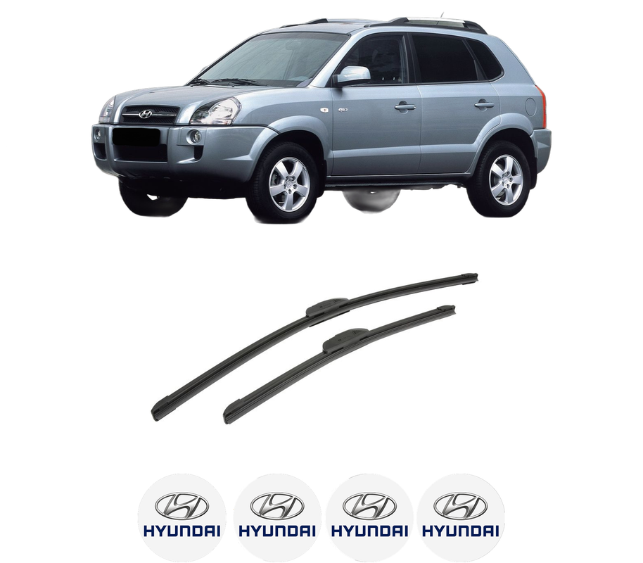 Set stergatoare auto HYUNDAI TUCSON (JM) din 2004-2012, pentru parbriz auto, 2 bucati, Bosch Aerotwin Retrofit, din cauciuc siliconat rezistent, 4 Stickere Auto HYUNDAI