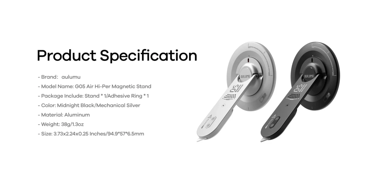 Suport Magnetic pentru telefon, Aulumu G05 Air, Compatibil MagSafe, Rotire 360°, Prindere magnetica puternica, Cutter integrat pentru desfacerea cutiilor, Suport birou, Inel ergonomic, Compact si portabil, Negru G05AIR PC 14