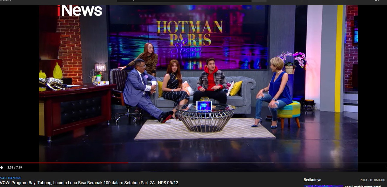 Lucinta Luna saat menjadi bintang tamu Hotman Paris Show