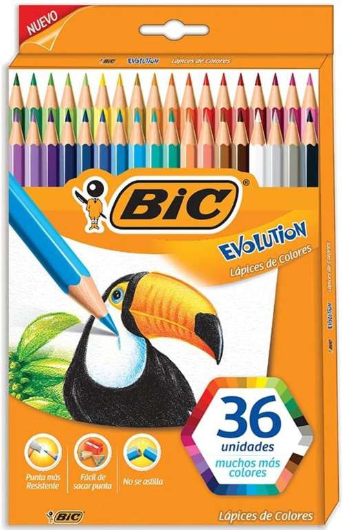 Amazon: BIC Lápices de Colores Evolution Punta Resistente Sin Astillas Hecho de Resina Surtido de Colores 36 Piezas 
