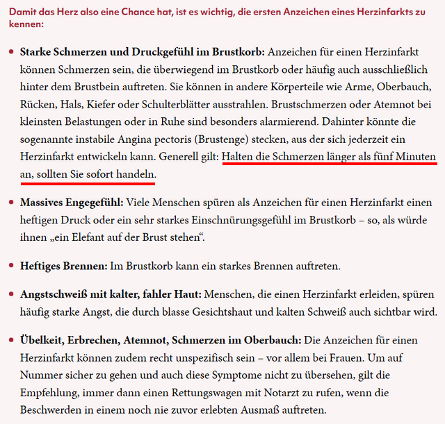 Symptome eines Herzinfarkts