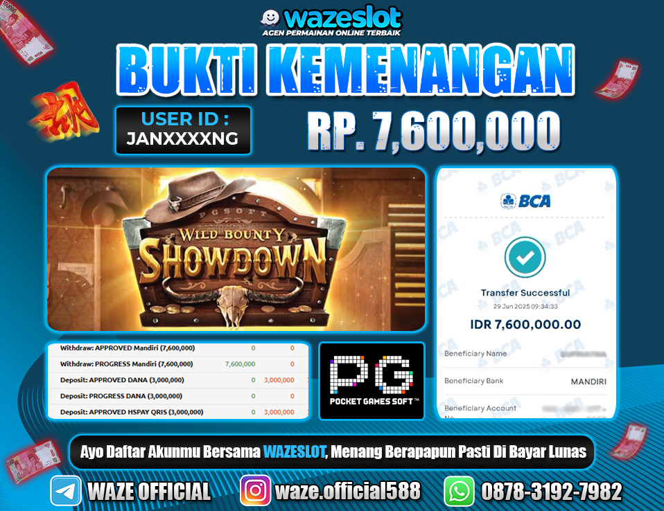 BUKTI KEMENANGAN 29 JUNI 2025 DI GAME 