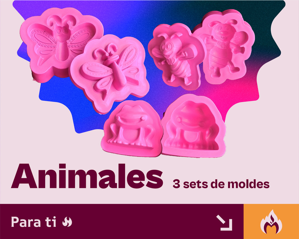 Molde para goma eva animales libélula abeja sapo e inyector fondant