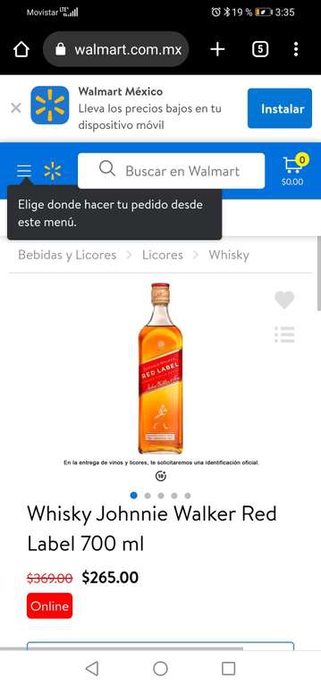 Walmart: Whisky Johnnie Walker Red Label 700 ml | Para dar el grito!! 
