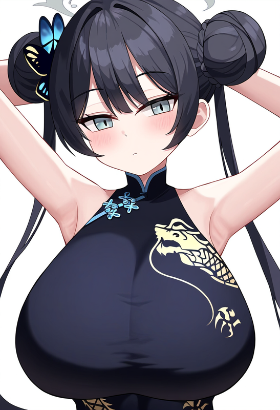 depth of field, 1girl, kisaki (blue archive), {{gigantic breasts}}, petite, blue s-173144307