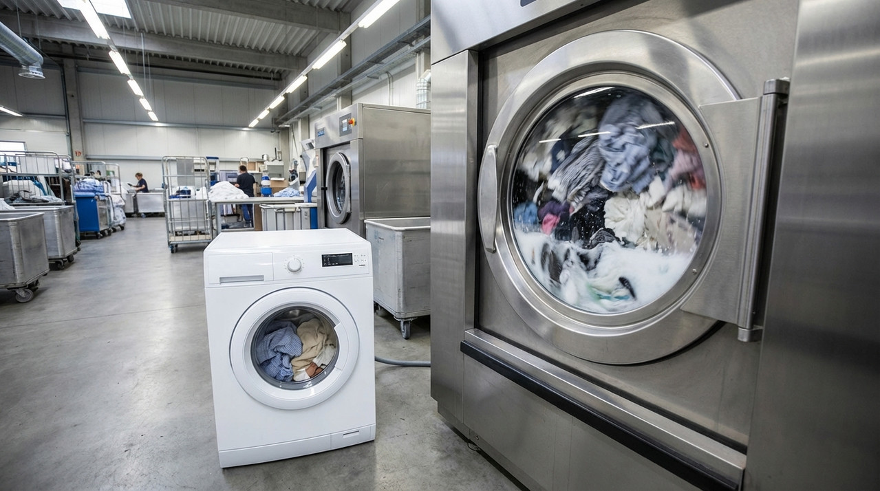 Производительность промышленной стиральной машины по сравнению с бытовой
