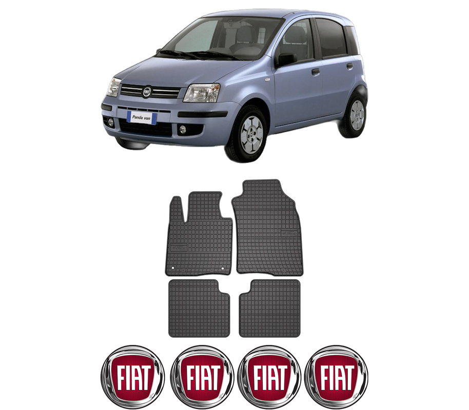 Set covorase presuri FIAT PANDA (169_) din 2003-2013, auto, din cauciuc thermoplastic, 4 Stickere auto cu FIAT