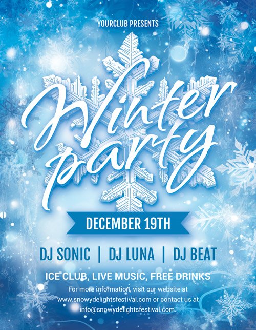 Winter Party PSD Flyer Template + Instagram Post
