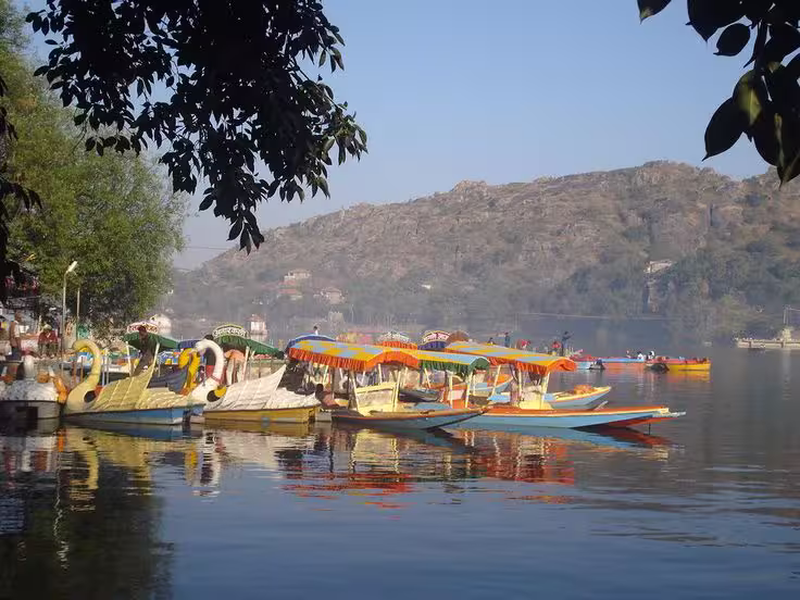 A serene view of Nakki Lake with boats