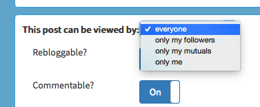 Pillowfort's post access settings