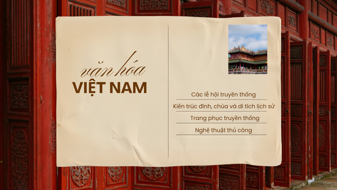 Nâu Vàng và Đỏ Cổ Điển Du Lịch Văn Hóa Việt Nam Trình Bày