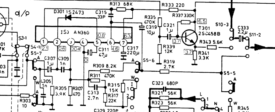 panasonic AN360 - chip voltages from SABA RCR404 radio manual