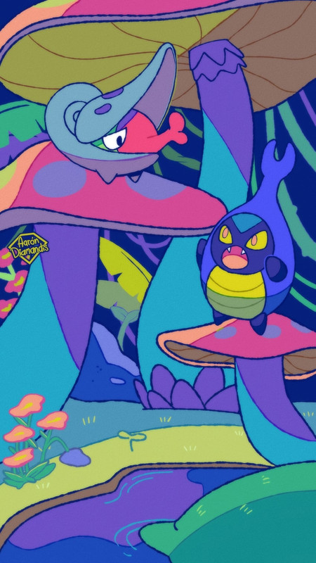 karrablast-and-shelmet-pokemon-drawn-by-