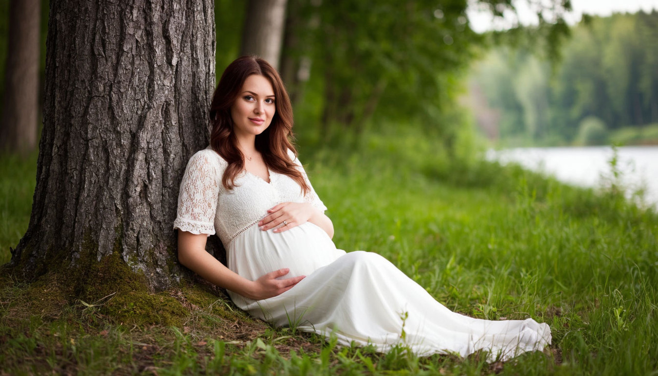 Фотосессия беременности в лесу
