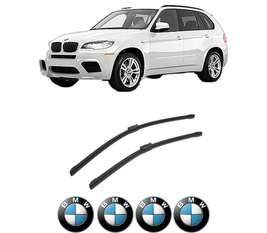Set stergatoare auto BMW Seria X5 (E70) din 2006-2013, pentru parbriz auto, 2 bucati, Bosch Aerotwin, din cauciuc siliconat rezistent, 4 Stickere Auto BMW Seria