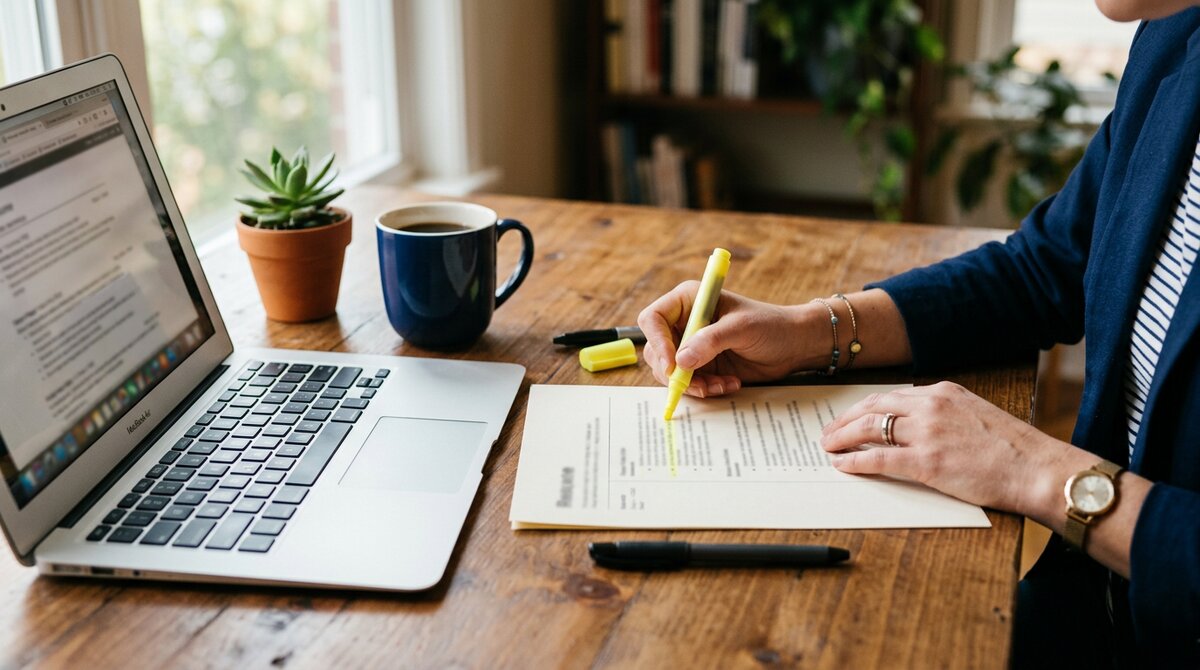 How to hire a resume writer on Fiverr in 2026 - professional resume on a desk being reviewed