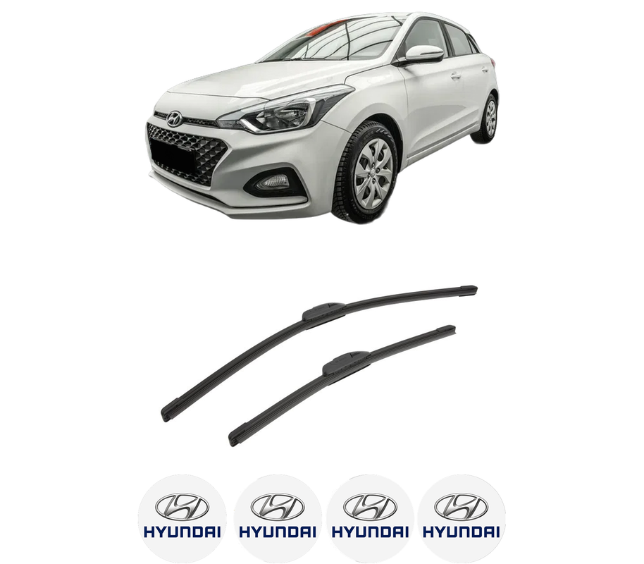 Set stergatoare auto HYUNDAI i20 II Hatchback Van (GB, IB) din 2015-2021, pentru parbriz auto, 2 bucati, Bosch Aerotwin Retrofit, din cauciuc siliconat rezistent, 4 Stickere Auto HYUNDAI