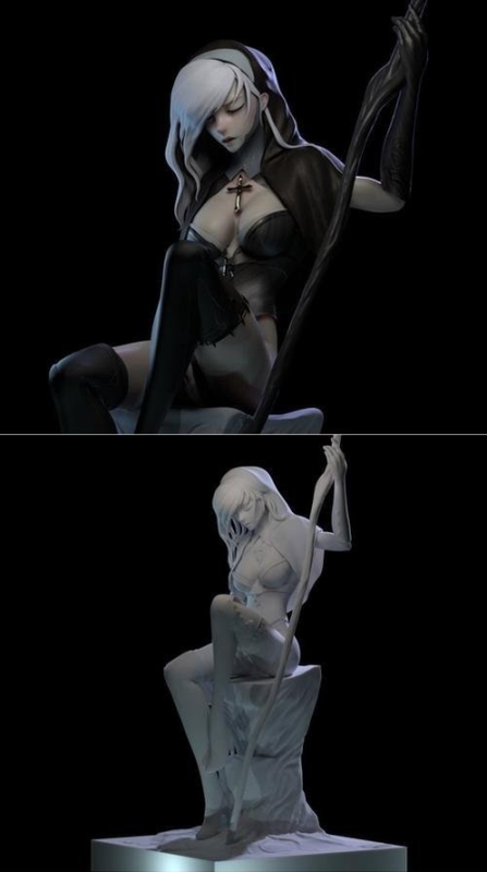 Merged Hair And Head – 3D Print