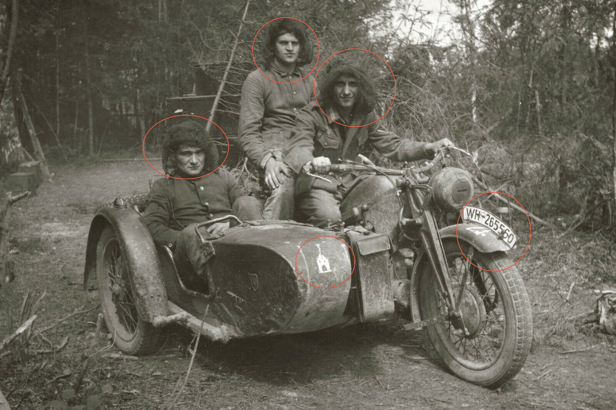 Orig.Foto Motorrad Zündapp KS 600W 217.Infanterie-Div. Wolchow 1942 emblem