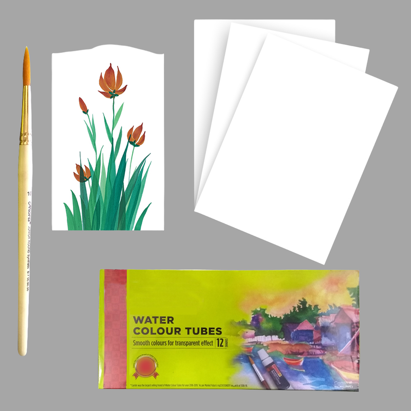 One Stroke Painting on Paper DIY Kit Multi Color Flowers