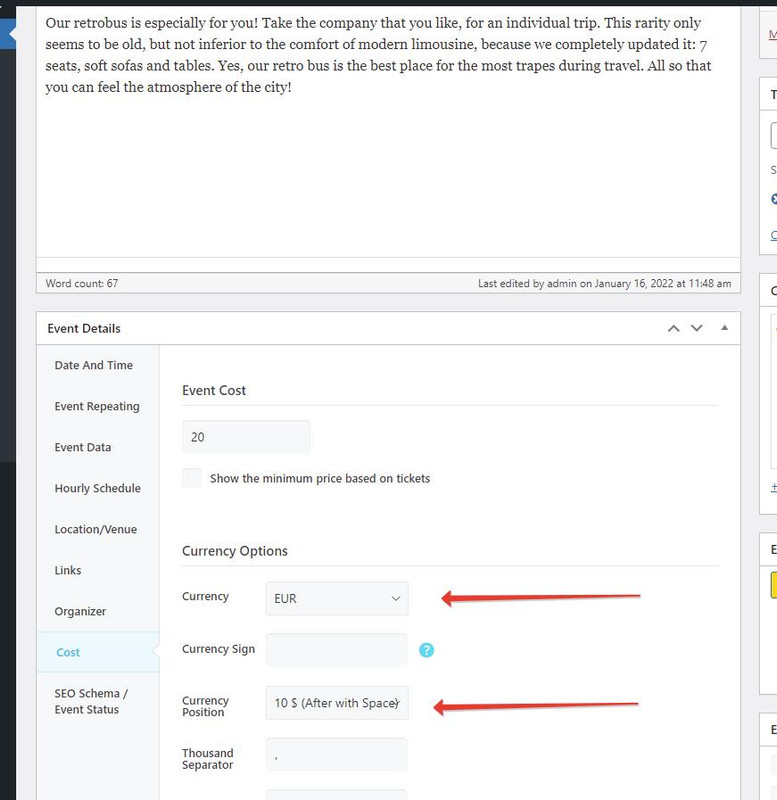 2022-01-16 11-48-32 Edit Event ‹ Wordpress — WordPress - Iron