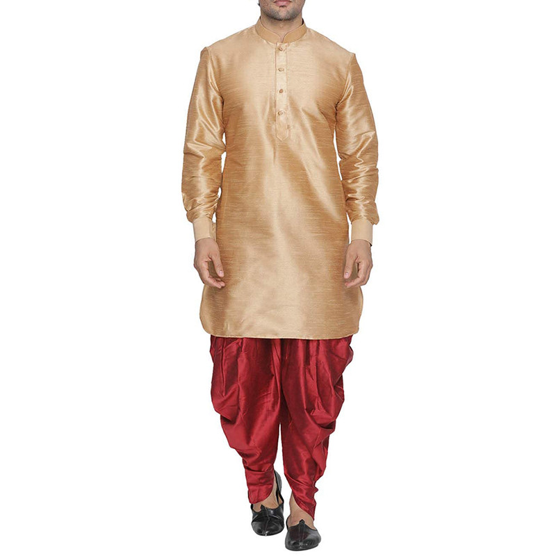Men's Dhoti Kurta Pant Set Silk Blend Ethnic Kurta Pyjama For Wedding Wear Dress - Picture 3 of 24