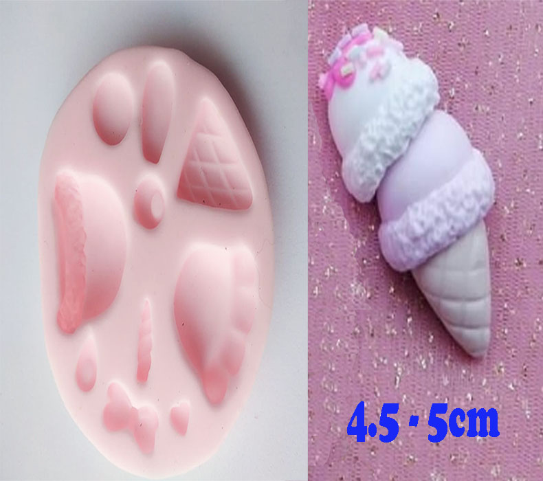 Molde silicona cono Barquillo 4cm helado para apliques en pasta