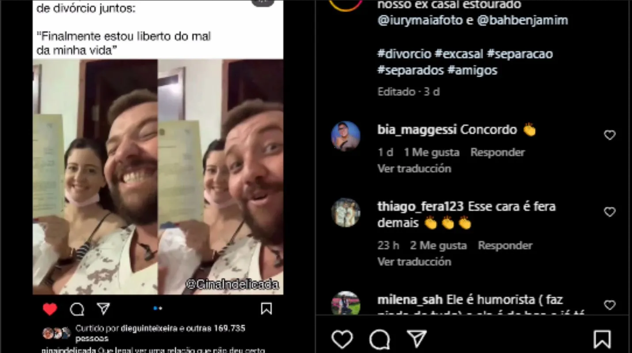 Pareja celebra divorcio luego de firmar sus papeles y son criticados