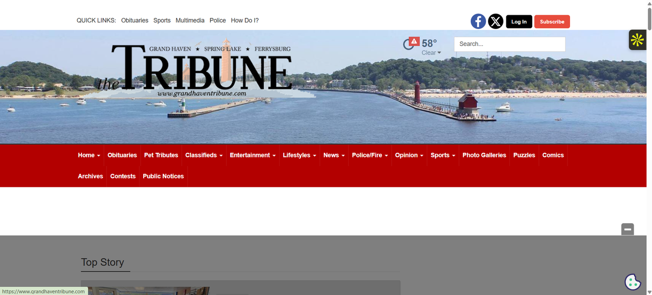 Screenshot of Grand Haven Tribune