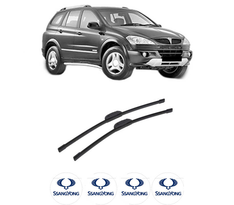 Set stergatoare auto SSANGYONG ACTYON I din 2005-2013, pentru parbriz auto, 2 bucati, Bosch Aerotwin Retrofit, din cauciuc siliconat rezistent, 4 Stickere Auto SSANGYONG