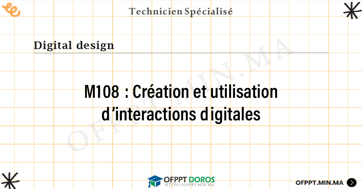 Sommaire détaillé du cours Création et utilisation d’interactions digitales M108 OFPPT - Structure du module