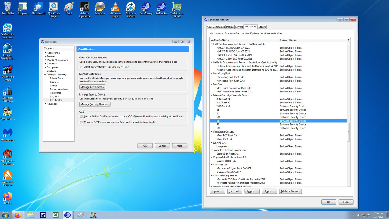 25(preferences manage certificates)