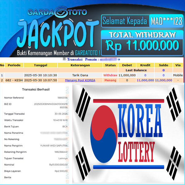 JACKPOT TOGEL DI PASARAN KOREA Rp11.000.000,- DIBAYAR LUNAS!!!