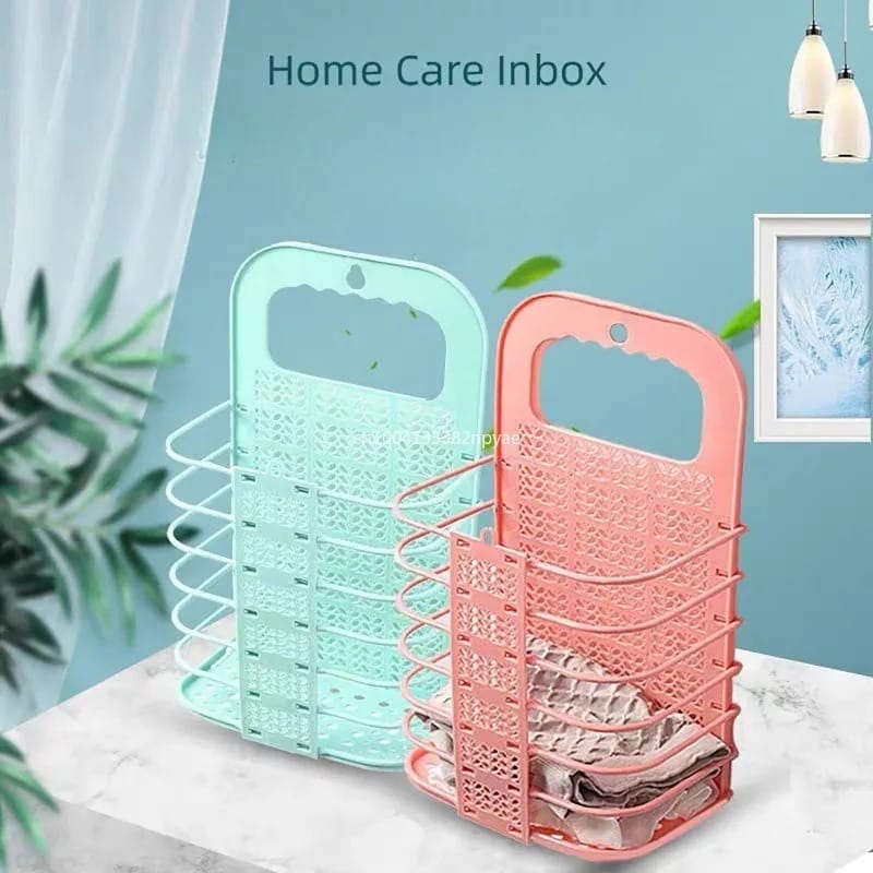 Wall-Mounted Foldable Plastic Laundry Basket and Storage Hamper