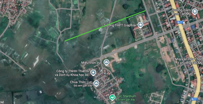 Đường sẽ mở đi qua phía bắc Trường THPT Giáp Hải phường đa mai tỉnh bắc ninh tức tp bắc giang cũ