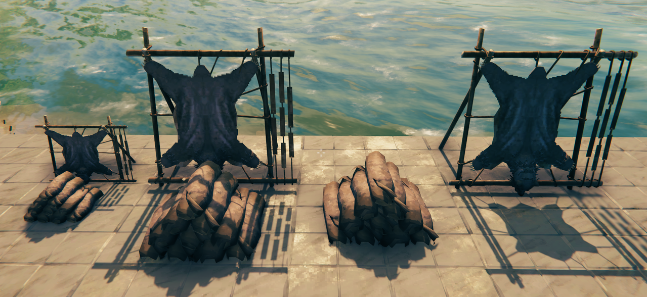 Dynamic Hide Racks shown in full, compact, pile-only, and stand-only arrangements