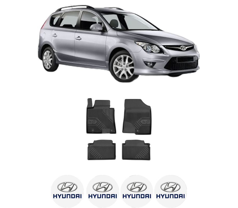 Set covorase presuri HYUNDAI i30 Estate (GD) din 2012-2017, auto, din cauciuc thermoplastic, 4 Stickere auto cu HYUNDAI