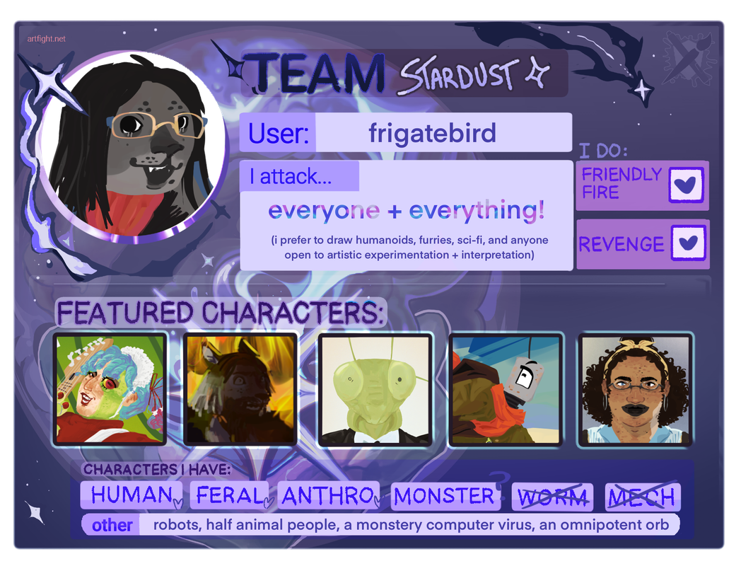 an artfight card for user frigatebird for team stardust