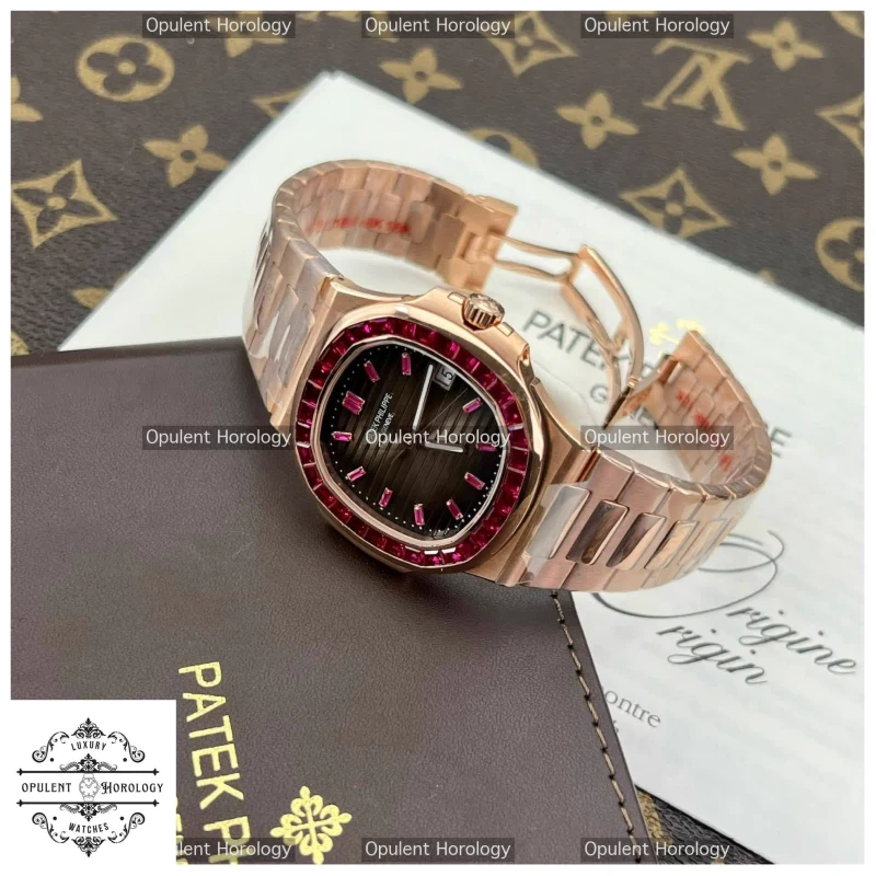Patek Philippe Nautilus 5723 Super Clone | 18K Gold Wrapped, Baguette Ruby, Cal. 324S C 40mm